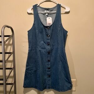 Denim dress.